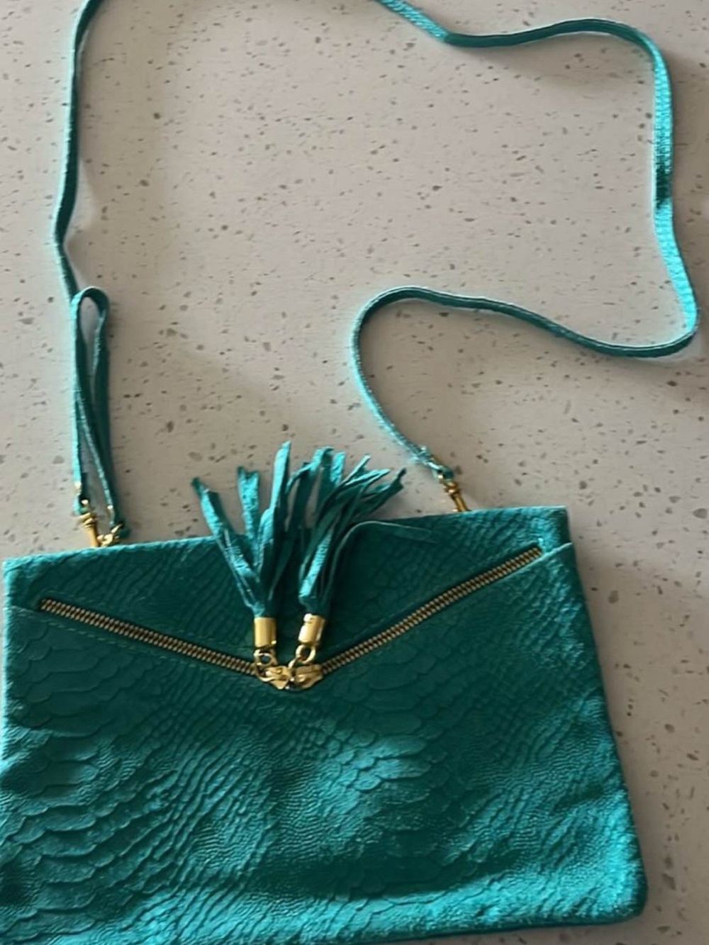 Teal Crossbody Tassel Leather Bag - Women Crossbody Bag Women’s Purse